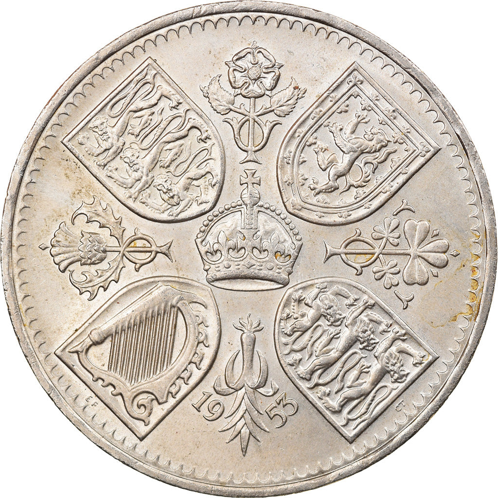 Moneta, Gran Bretagna, Elizabeth II, Crown, 1953, BB, Rame-nichel, KM:894
