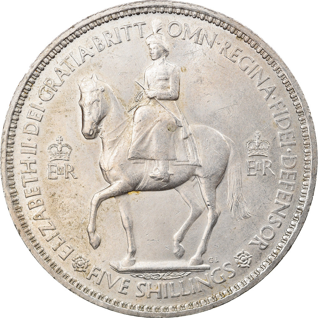 Moneta, Gran Bretagna, Elizabeth II, Crown, 1953, BB, Rame-nichel, KM:894