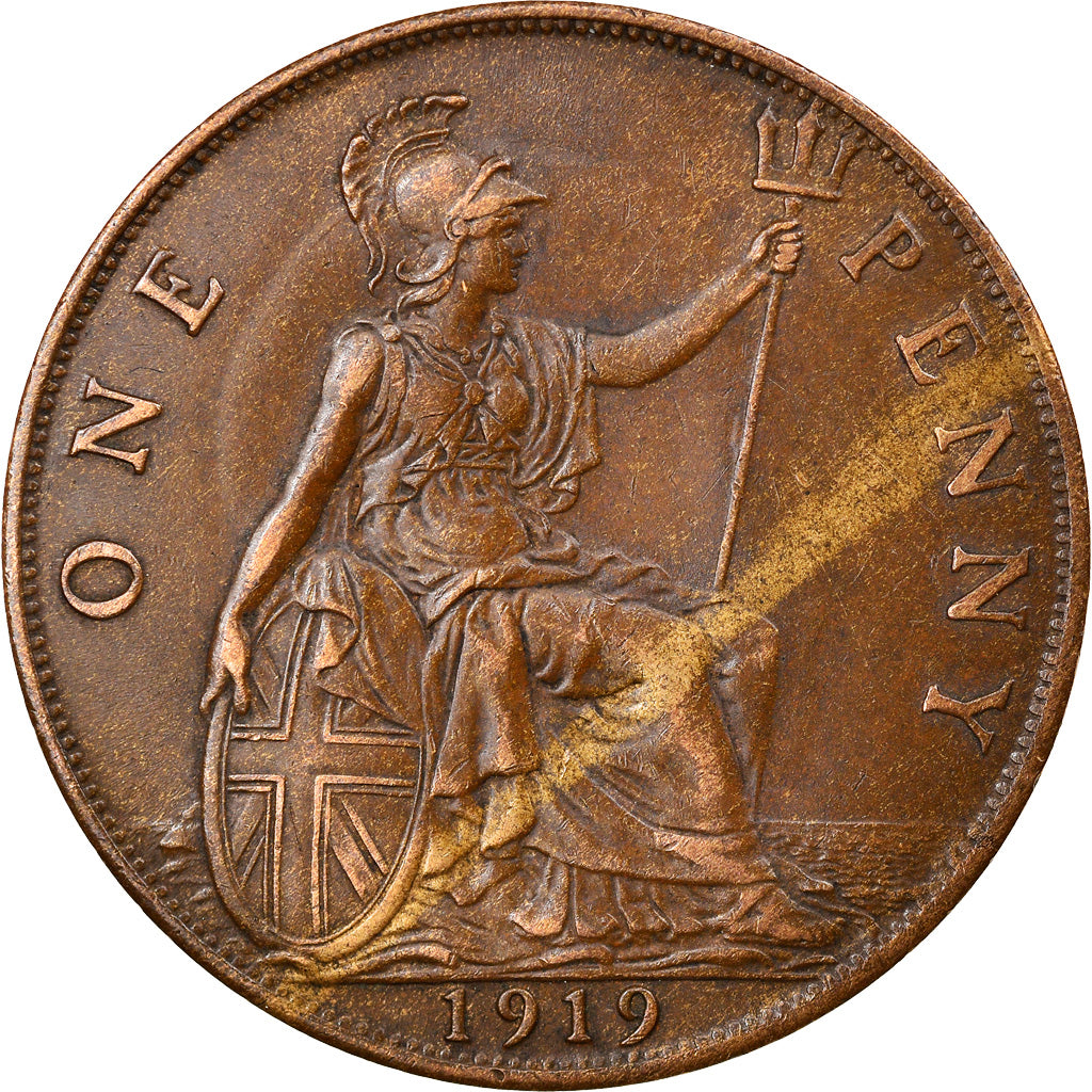 Coin, Great Britain, George V, Penny, 1919, EF(40-45), Bronze, KM:810