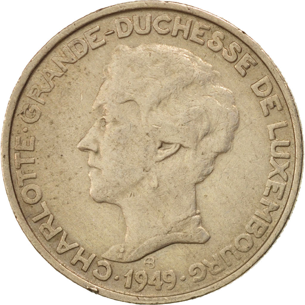 LUXEMBOURG, 5 Francs, 1949, KM #50, EF(40-45), Copper-Nickel, 6.89