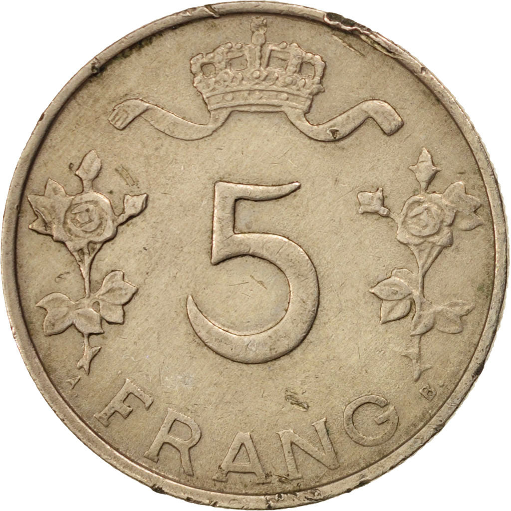 LUXEMBOURG, 5 Francs, 1949, KM #50, EF(40-45), Copper-Nickel, 6.89
