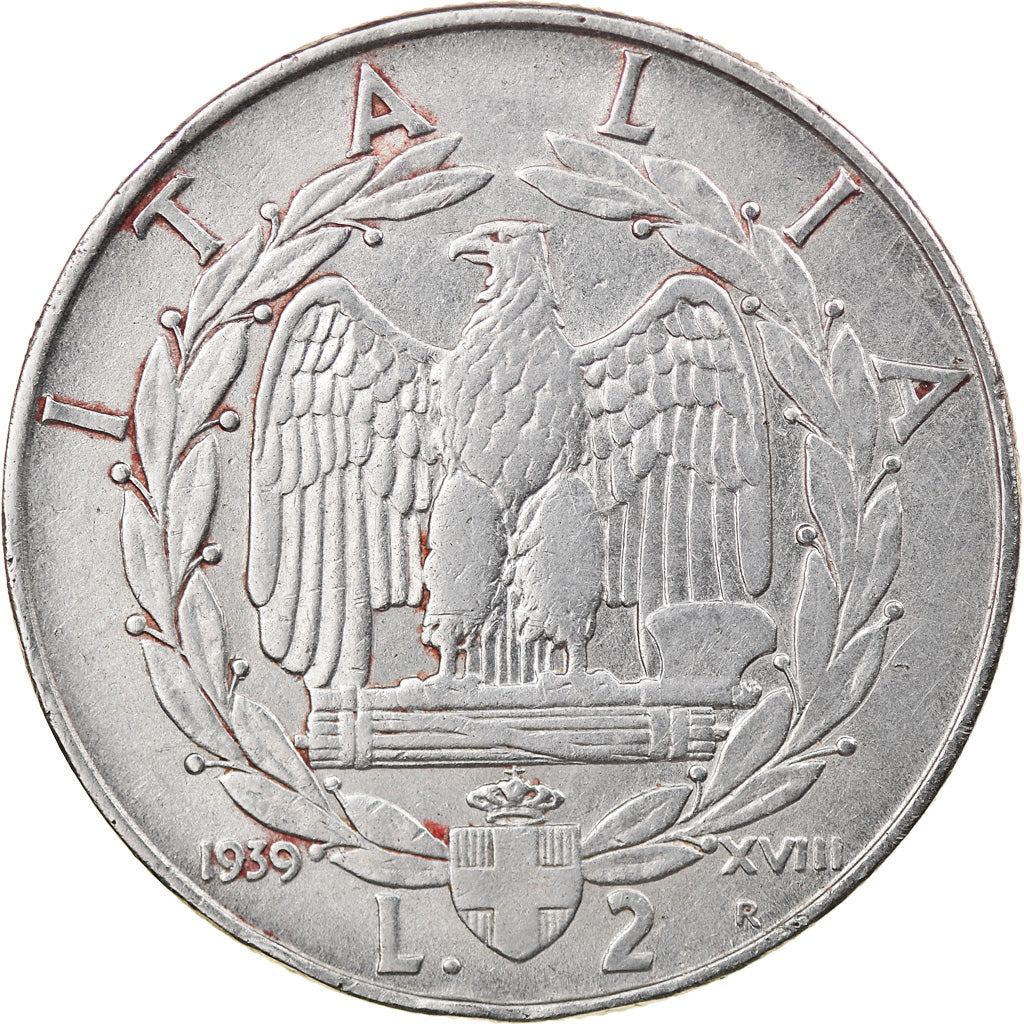 Coin, Italy, Vittorio Emanuele III, 2 Lire, 1939, Rome, VF(30-35), Stainless