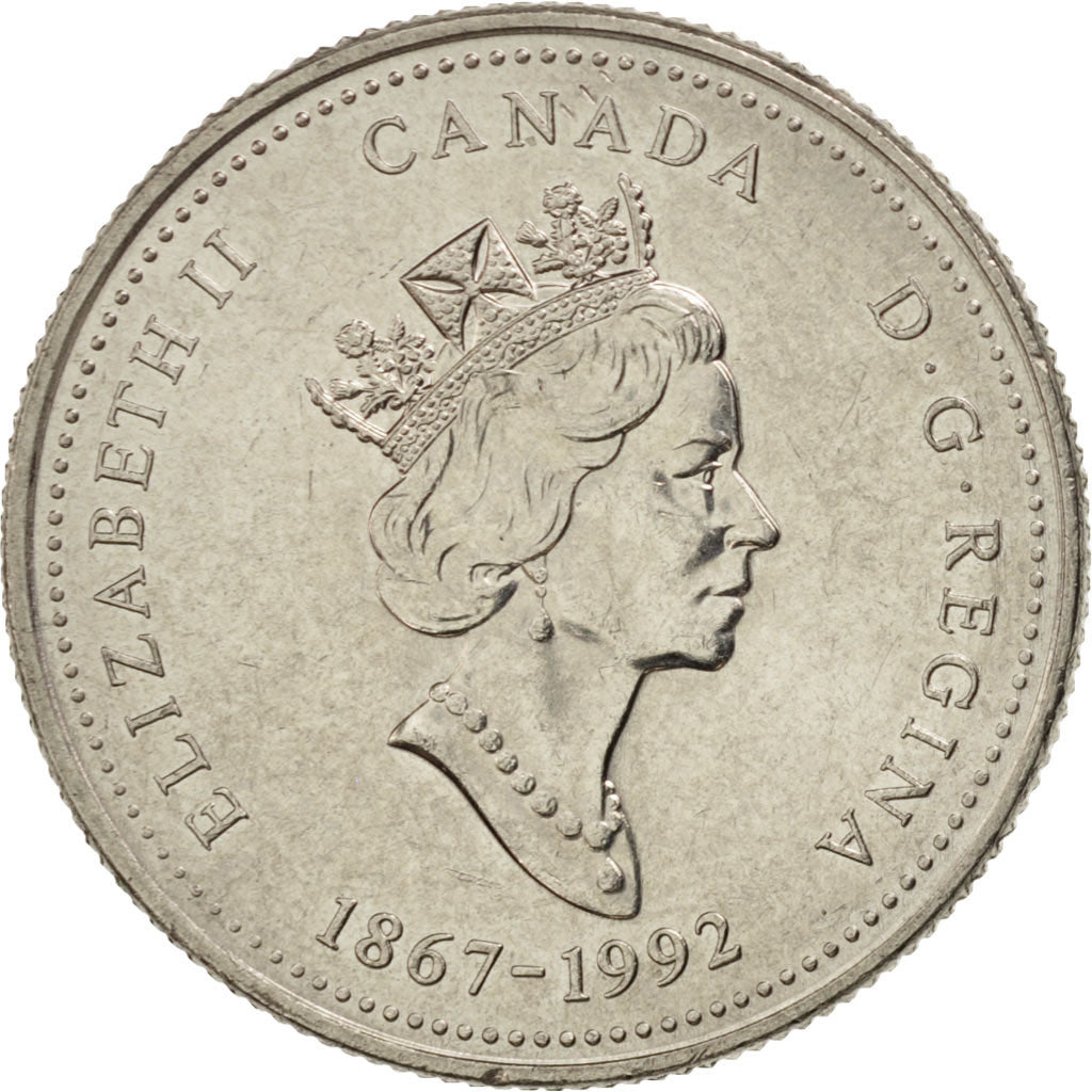 CANADA, 25 Cents, 1992, Royal Canadian Mint, KM #212, MS(63), Nickel, 23.8, 5.07