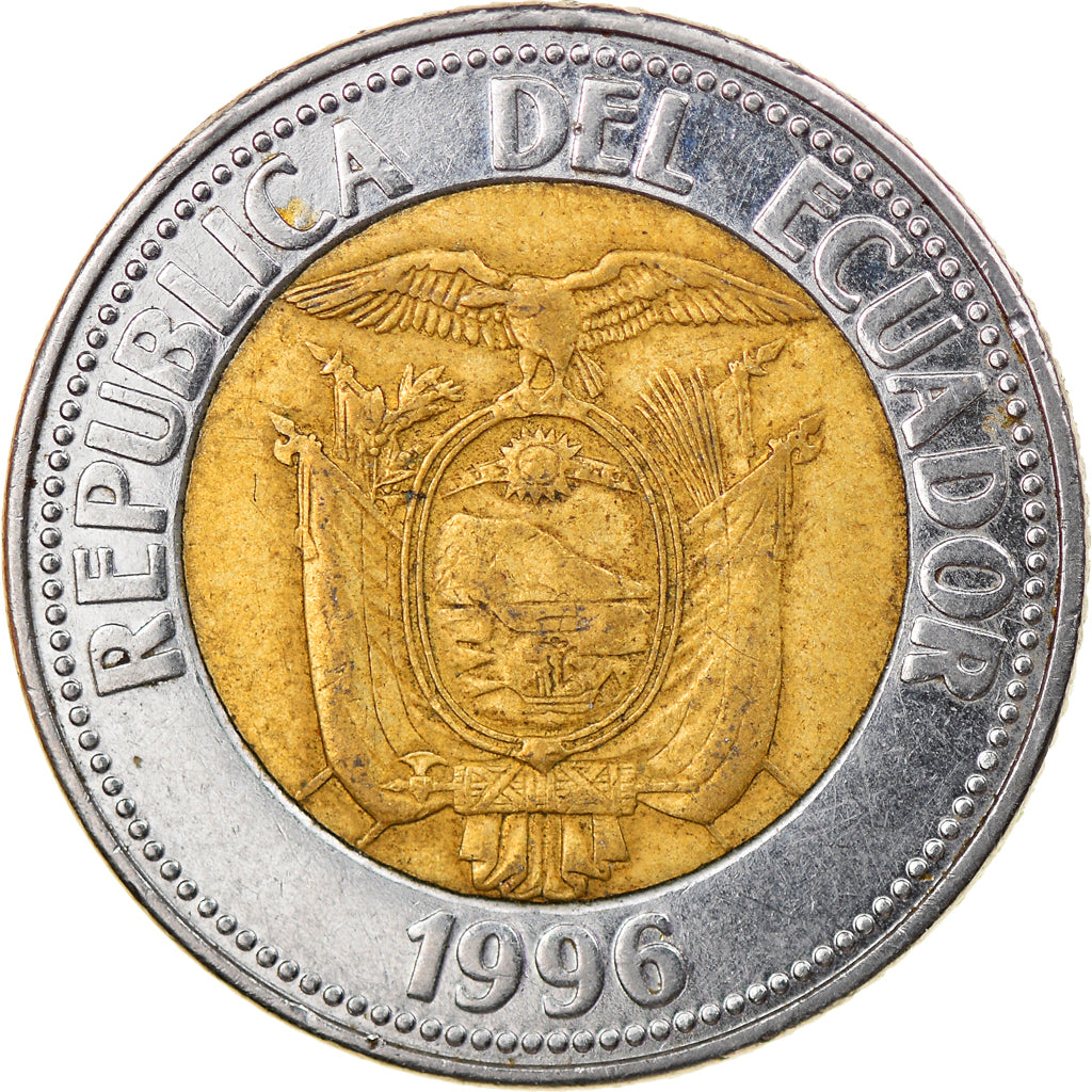Moneda, Ecuador, 1000 Sucres, 1996, MBC, Bimetálico, KM:99