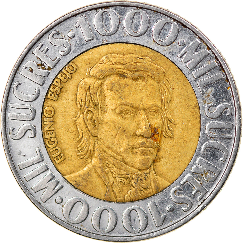Moneda, Ecuador, 1000 Sucres, 1996, MBC, Bimetálico, KM:99