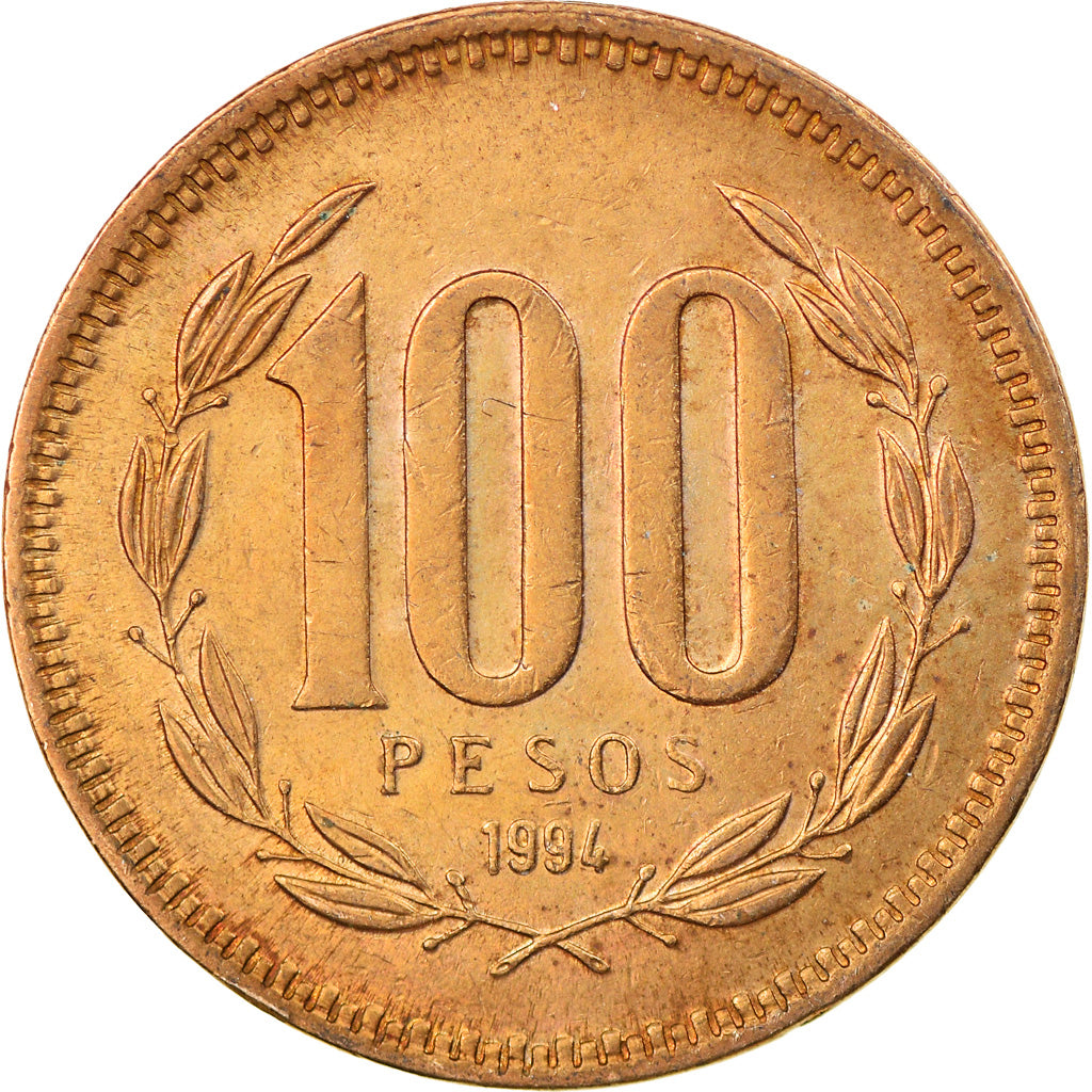 Coin, Chile, 100 Pesos, 1994, Santiago, EF(40-45), Aluminum-Bronze, KM:226.2