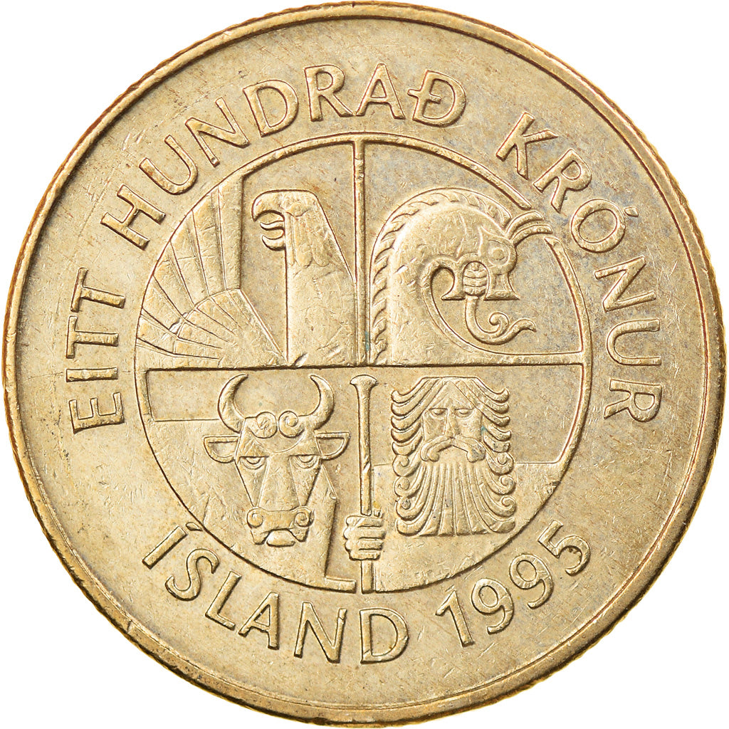 Monnaie, Iceland, 100 Kronur, 1995, TTB, Nickel-brass, KM:35