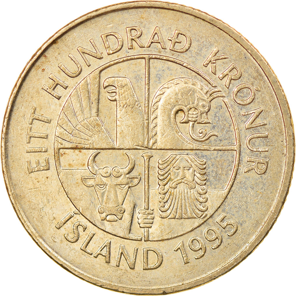 Monnaie, Iceland, 100 Kronur, 1995, TTB, Nickel-brass, KM:35