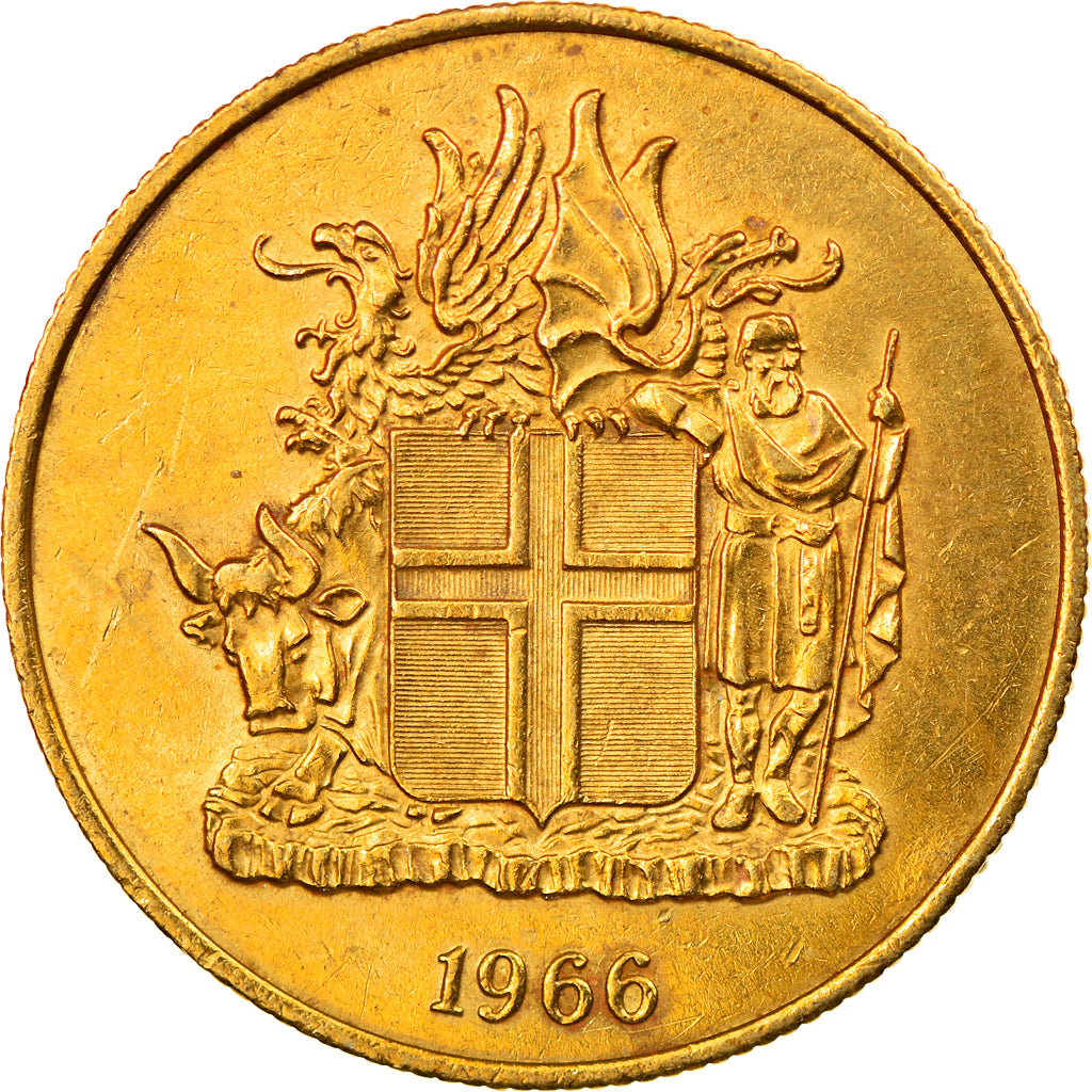Münze, Iceland, 2 Kronur, 1966, SS, Nickel-brass, KM:13a.1