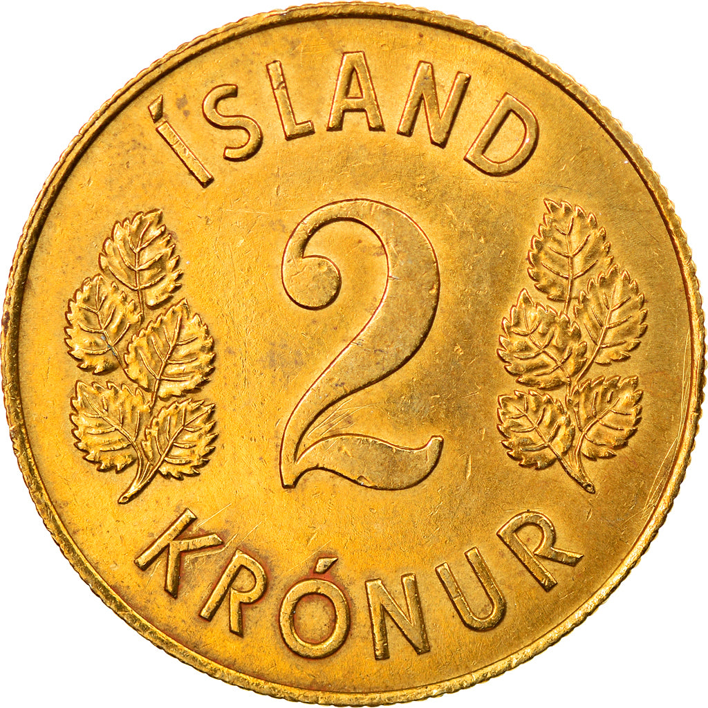 Münze, Iceland, 2 Kronur, 1966, SS, Nickel-brass, KM:13a.1