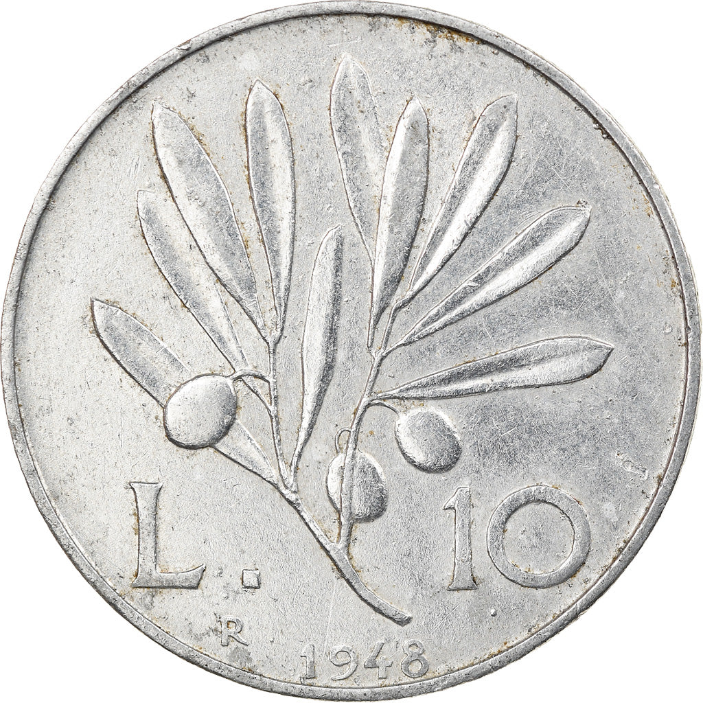 Monnaie, Italie, 10 Lire, 1948, Rome, TB+, Aluminium, KM:90