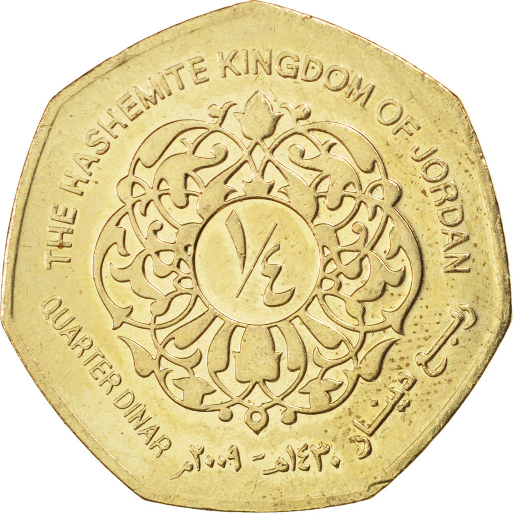 Coin, Jordan, Abdullah II, 1/4 Dinar, 2009, MS(63), Nickel-brass, KM:83
