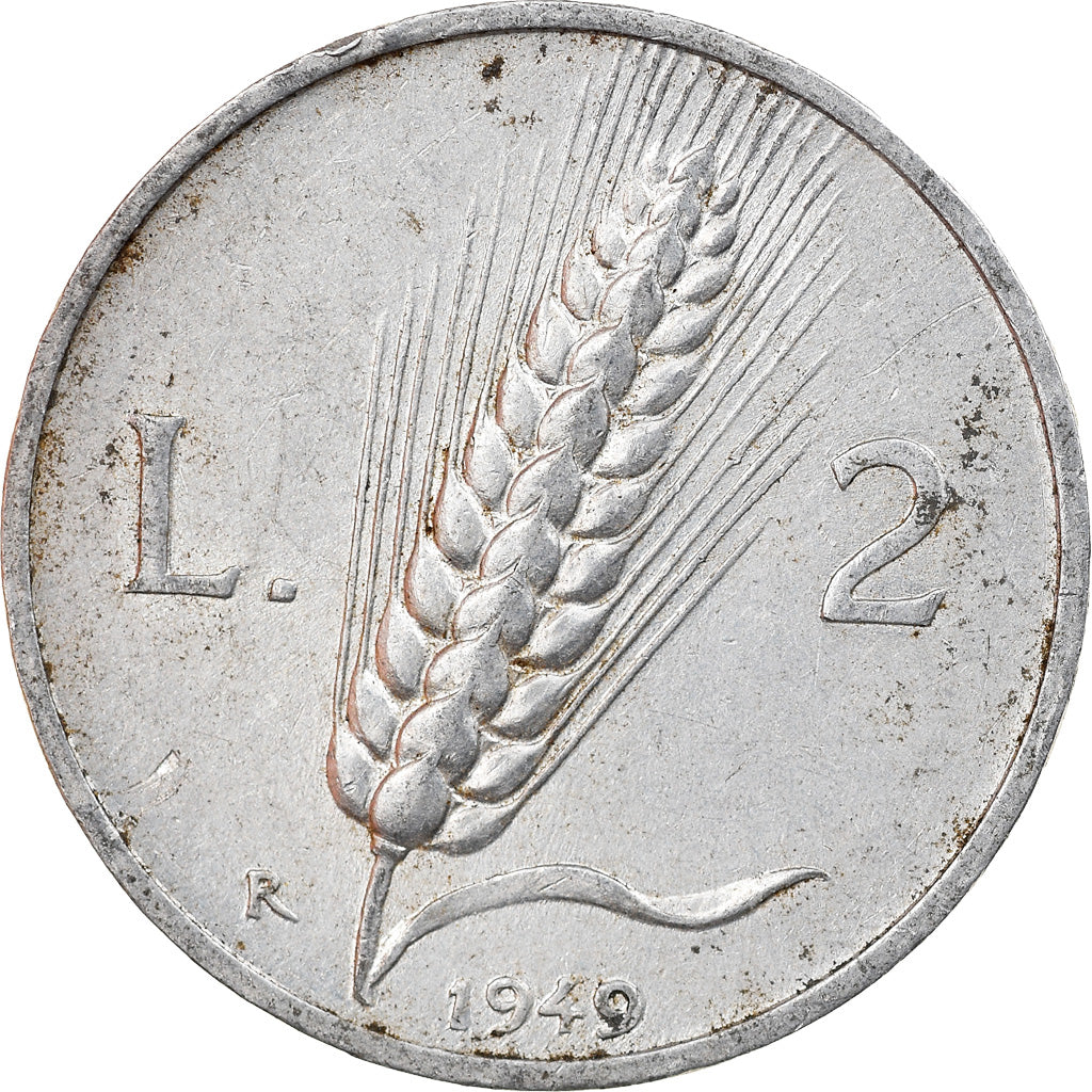 Coin, Italy, 2 Lire, 1949, Rome, EF(40-45), Aluminum, KM:88