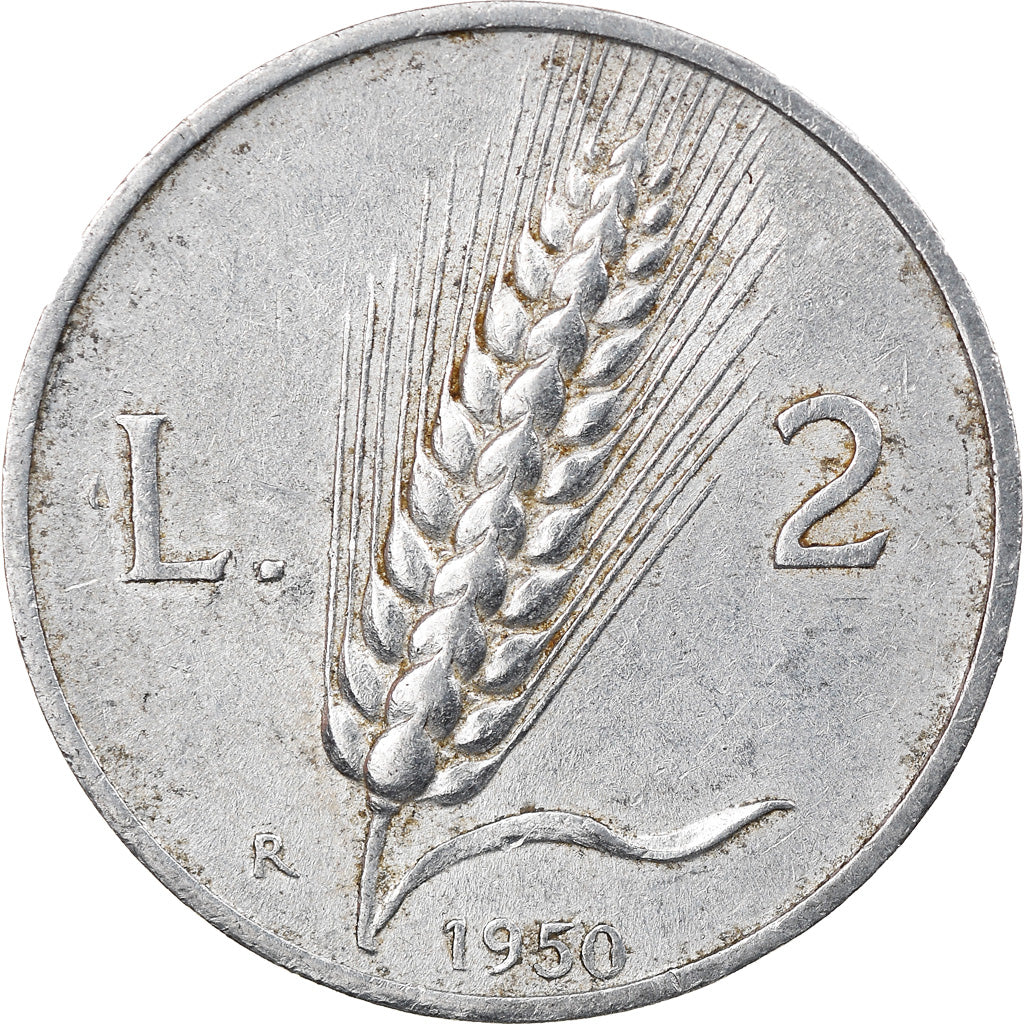 Coin, Italy, 2 Lire, 1950, Rome, EF(40-45), Aluminum, KM:88