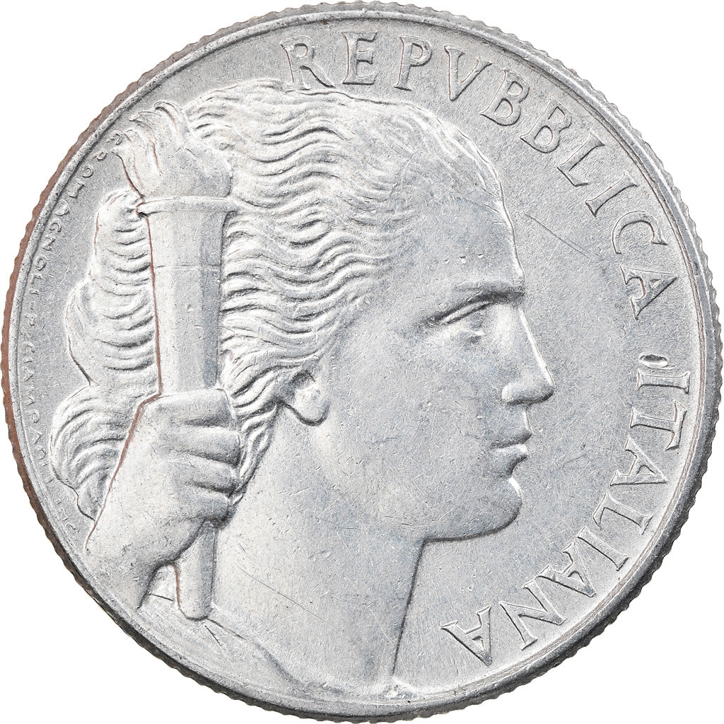 Coin, Italy, 5 Lire, 1948, Rome, AU(55-58), Aluminum, KM:89