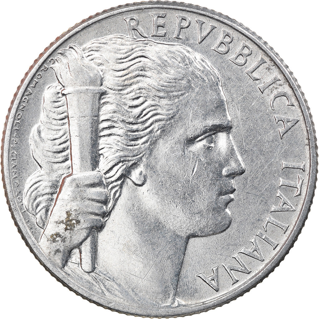Coin, Italy, 5 Lire, 1950, Rome, AU(55-58), Aluminum, KM:89