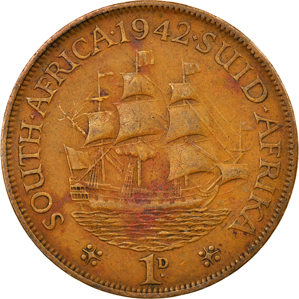 Münze, Südafrika, George VI, Penny, 1942, SS, Bronze, KM:25