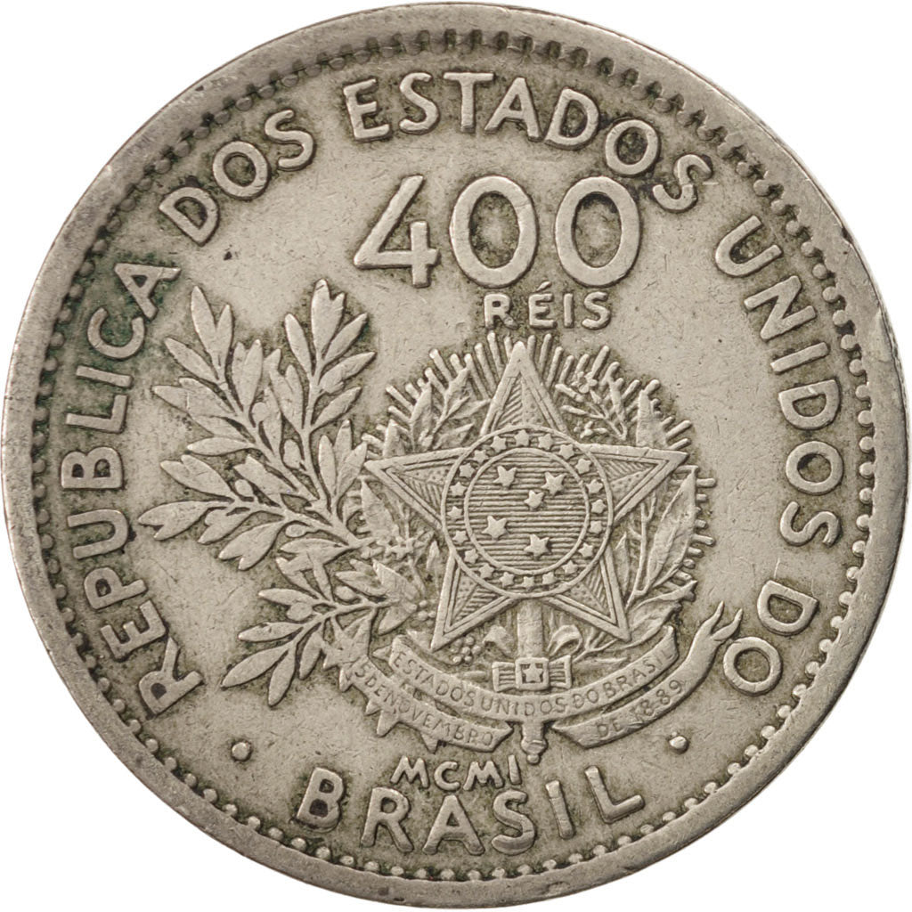 Coin, Brazil, 400 Reis, 1901, EF(40-45), Copper-nickel, KM:505
