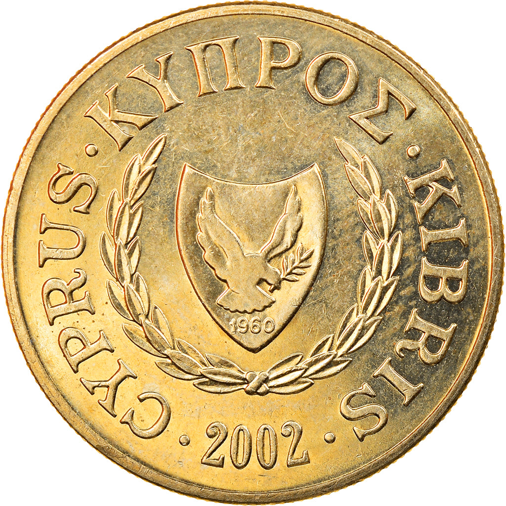 Moeda, Chipre, 10 Cents, 2002, AU(55-58), Níquel-Latão, KM:56.3