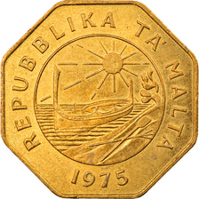 Coin, Malta, 25 Cents, 1975, British Royal Mint, AU(55-58), Brass, KM:29
