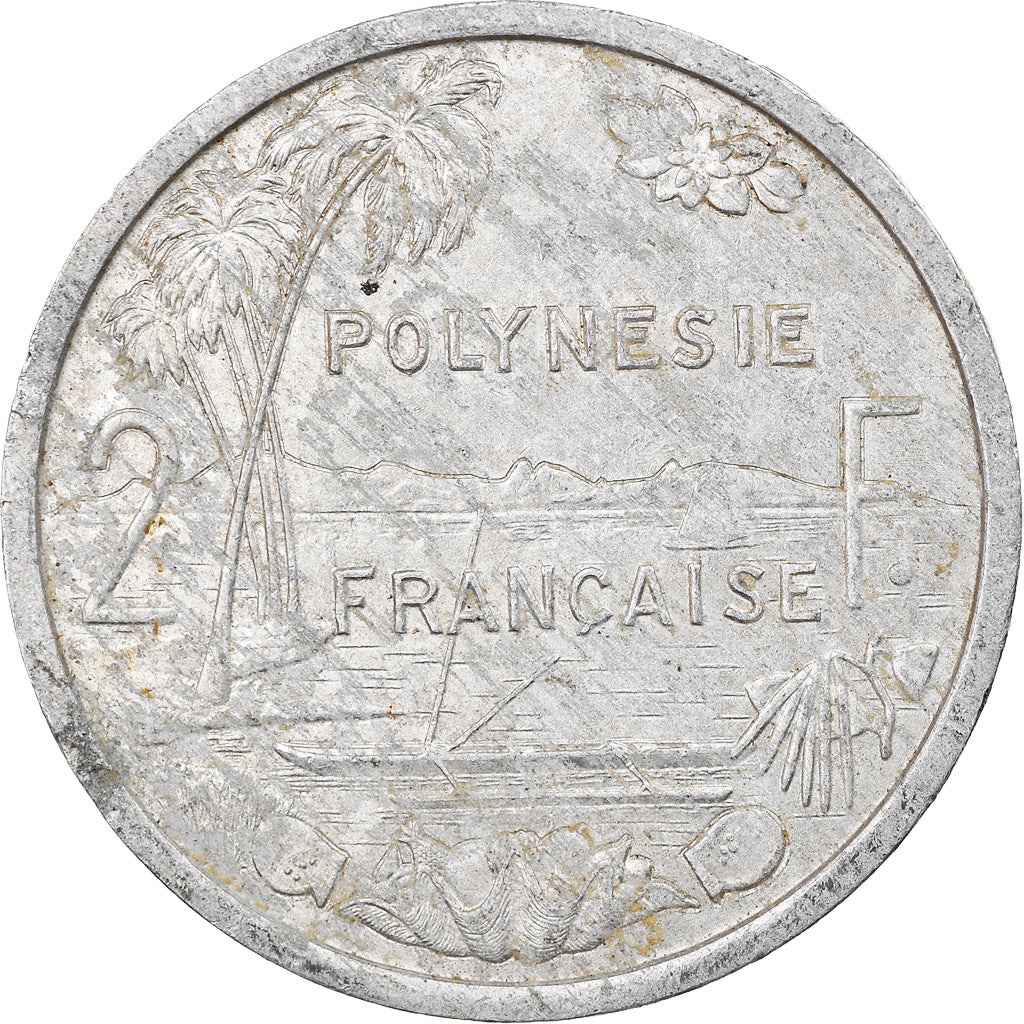 Moneda, Polinesia francesa, 2 Francs, 1984, Paris, BC+, Aluminio, KM:10