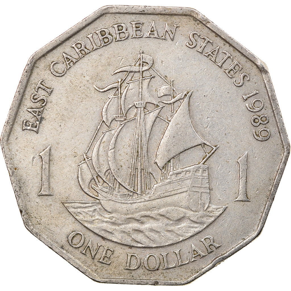 Moneda, Estados del Caribe Oriental , Elizabeth II, Dollar, 1989, BC+, Cobre -