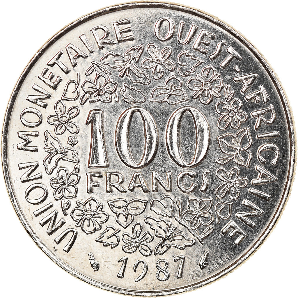 Münze, West African States, 100 Francs, 1987, Paris, VZ, Nickel, KM:4
