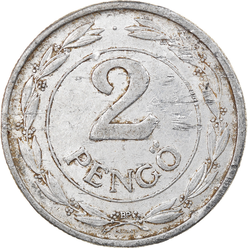 Coin, Hungary, 2 Pengö, 1943, Budapest, VF(30-35), Aluminum, KM:522.1