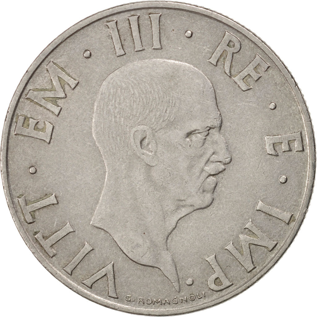 ITALY, 2 Lire, 1940, Rome, KM #78b, EF(40-45), Stainless Steel, 29, 9.92
