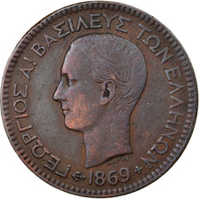 Monnaie, Grèce, George I, 10 Lepta, 1869, Strassburg, TB+, Cuivre, KM:43
