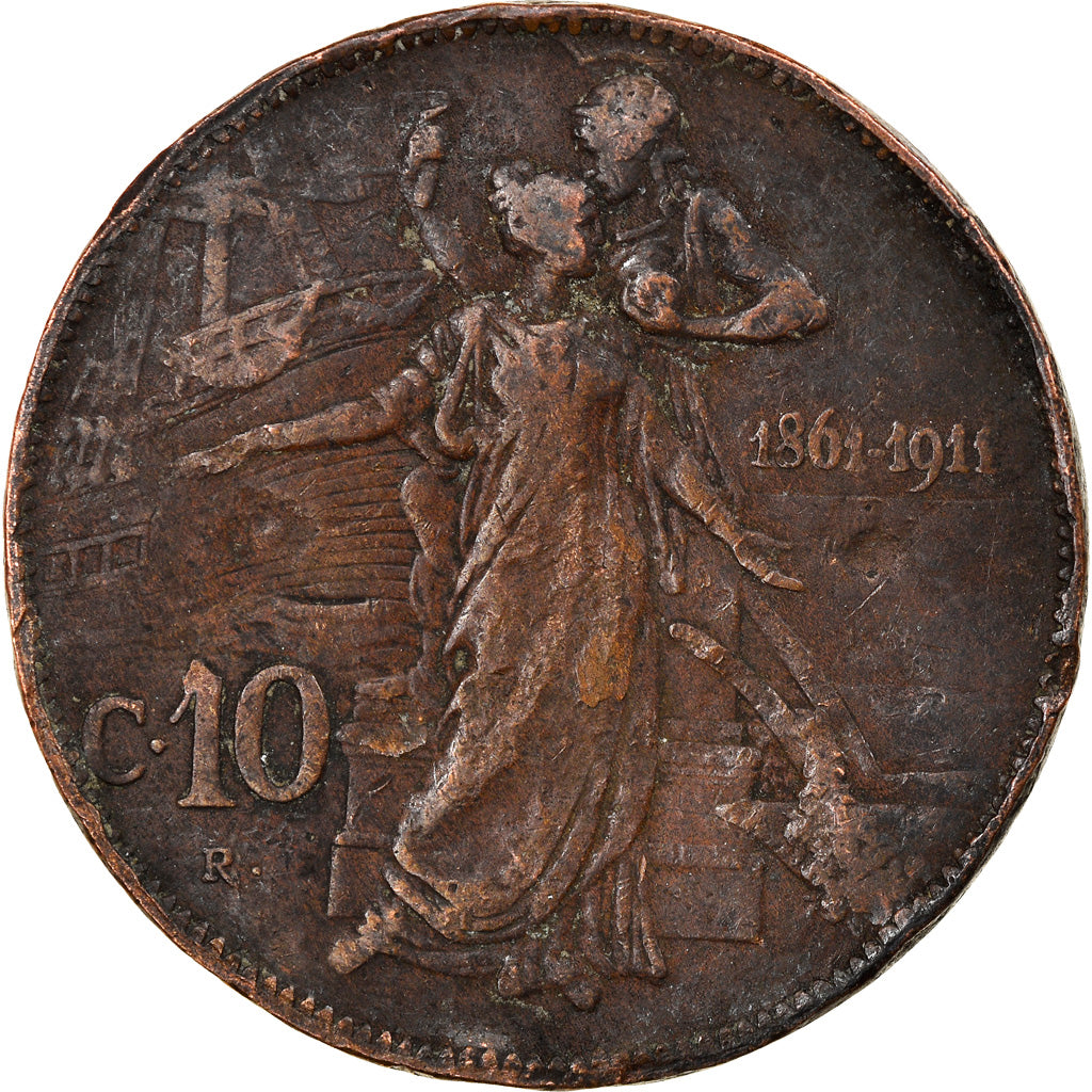 Monnaie, Italie, Vittorio Emanuele III, 10 Centesimi, 1911, Rome, TB, Bronze