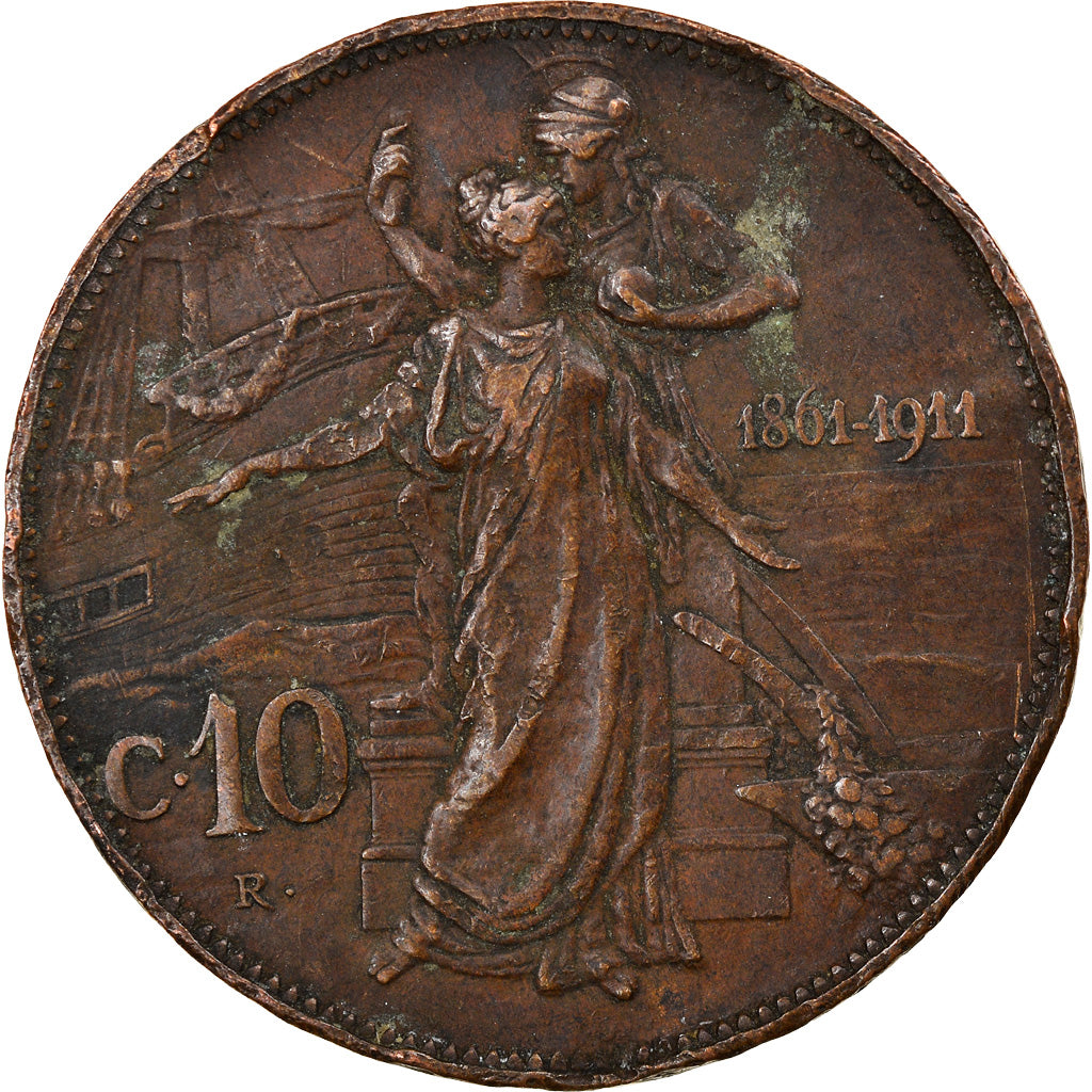 Coin, Italy, Vittorio Emanuele III, 10 Centesimi, 1911, Rome, VF(30-35), Bronze