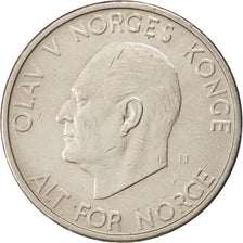 NORWAY, 5 Kroner, 1966, KM #412, EF(40-45), Copper-Nickel, 29.5, 11.41