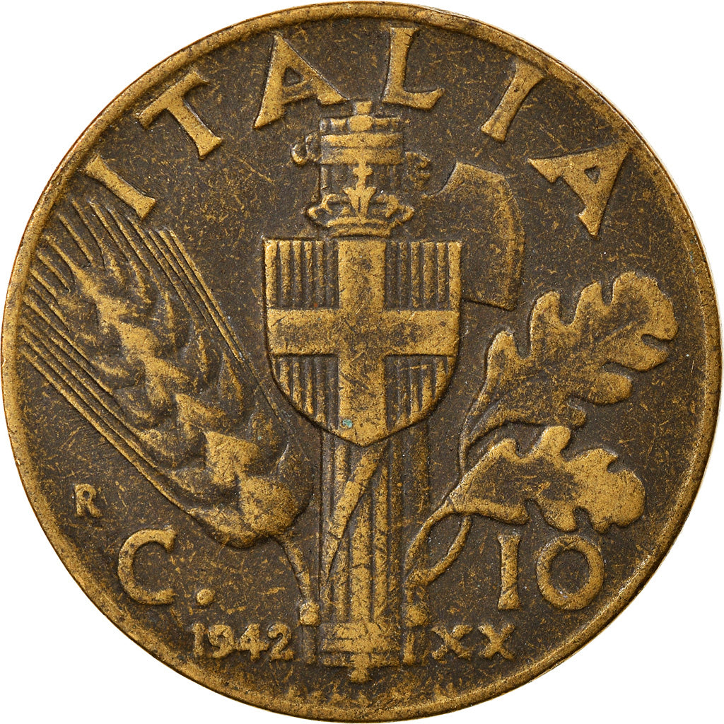 Moneta, Italia, Vittorio Emanuele III, 10 Centesimi, 1942, Rome, MB+
