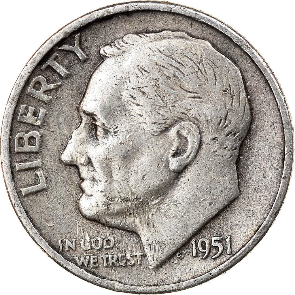 Moneta, USA, Roosevelt Dime, Dime, 1951, U.S. Mint, San Francisco, EF(40-45)