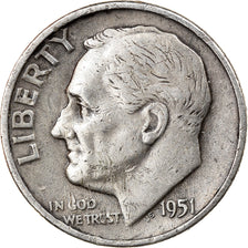 Moneta, USA, Roosevelt Dime, Dime, 1951, U.S. Mint, San Francisco, EF(40-45)