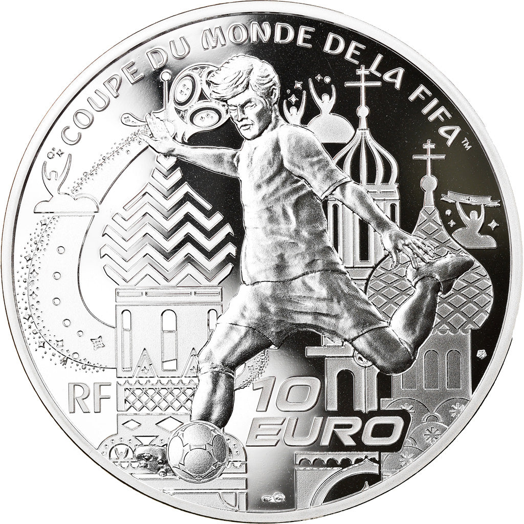 Francja, Monnaie de Paris, 10 Euro, Coupe du Monde FIFA Russie, 2018, Paris, BE