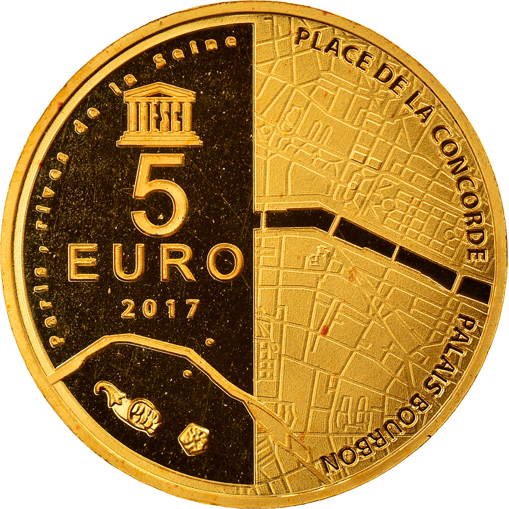 Frankreich, Monnaie de Paris, 5 Euro, UNESCO, 2017, Paris, BE, STGL, Gold