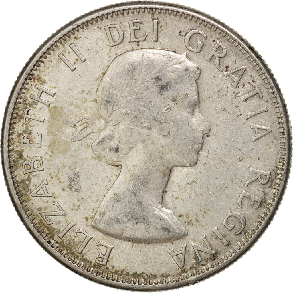 CANADA, 50 Cents, 1959, Royal Canadian Mint, KM #56, EF(40-45), Silver, 29.7,...