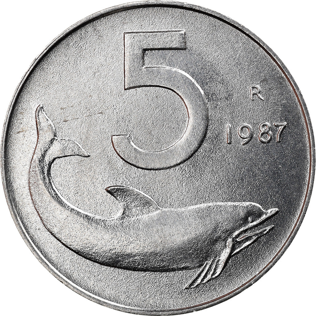 Münze, Italien, 5 Lire, 1987, Rome, UNZ, Aluminium, KM:92