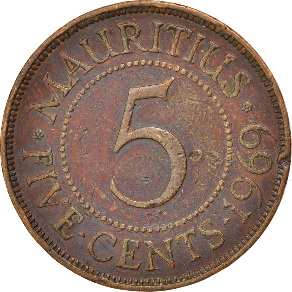 MAURITIUS, 5 Cents, 1969, KM #34, VF(30-35), Bronze, 28.4, 9.73