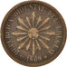URUGUAY, 2 Centesimos, 1869, Uruguay Mint, KM #12, VF(30-35), Bronze, 29.9, 9.90
