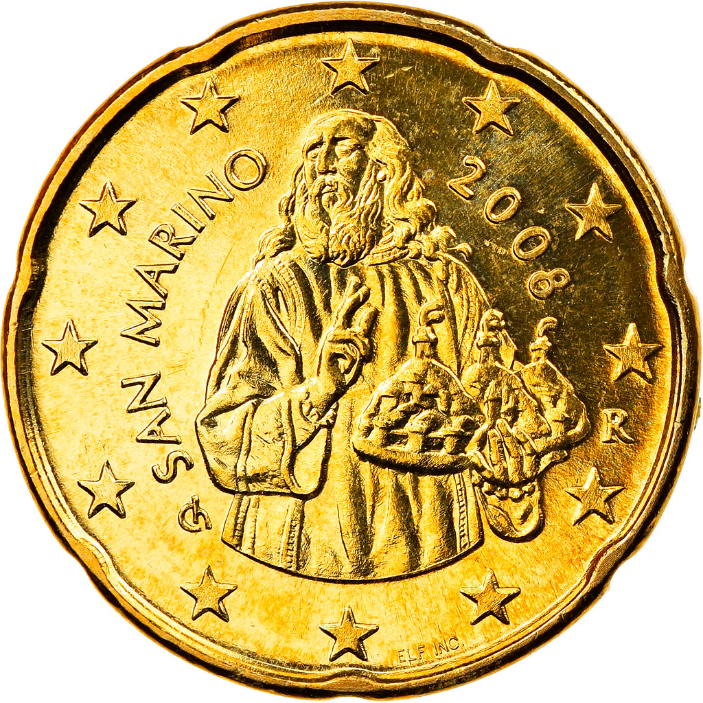 San Marino, 20 Euro Cent, 2008, Rome, FDC, Laiton, KM:483