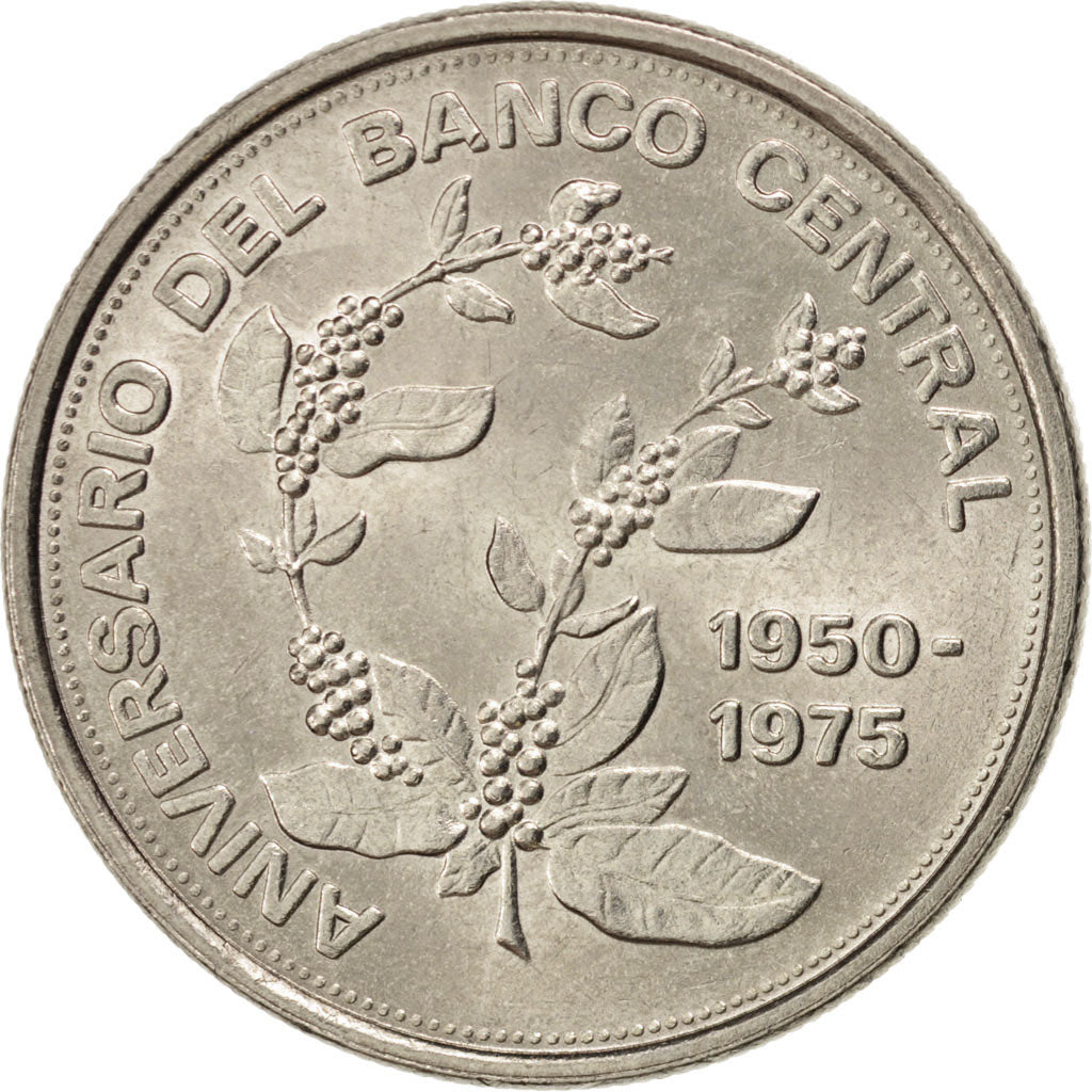 COSTA RICA, 5 Colones, 1975, KM #203, MS(63), Nickel, 29.5, 11.76
