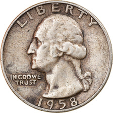 Monnaie, États-Unis, Washington Quarter, Quarter, 1958, U.S. Mint, Denver, TB+