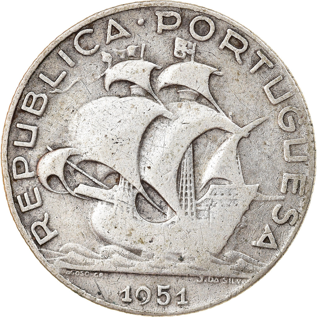 Monnaie, Portugal, 2-1/2 Escudos, 1951, TB+, Argent, KM:580