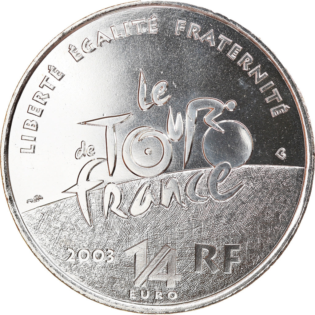 Frankreich, 1/4 Euro, Tour de France, 2003, STGL, Silber, Gadoury:EU70, KM:1995