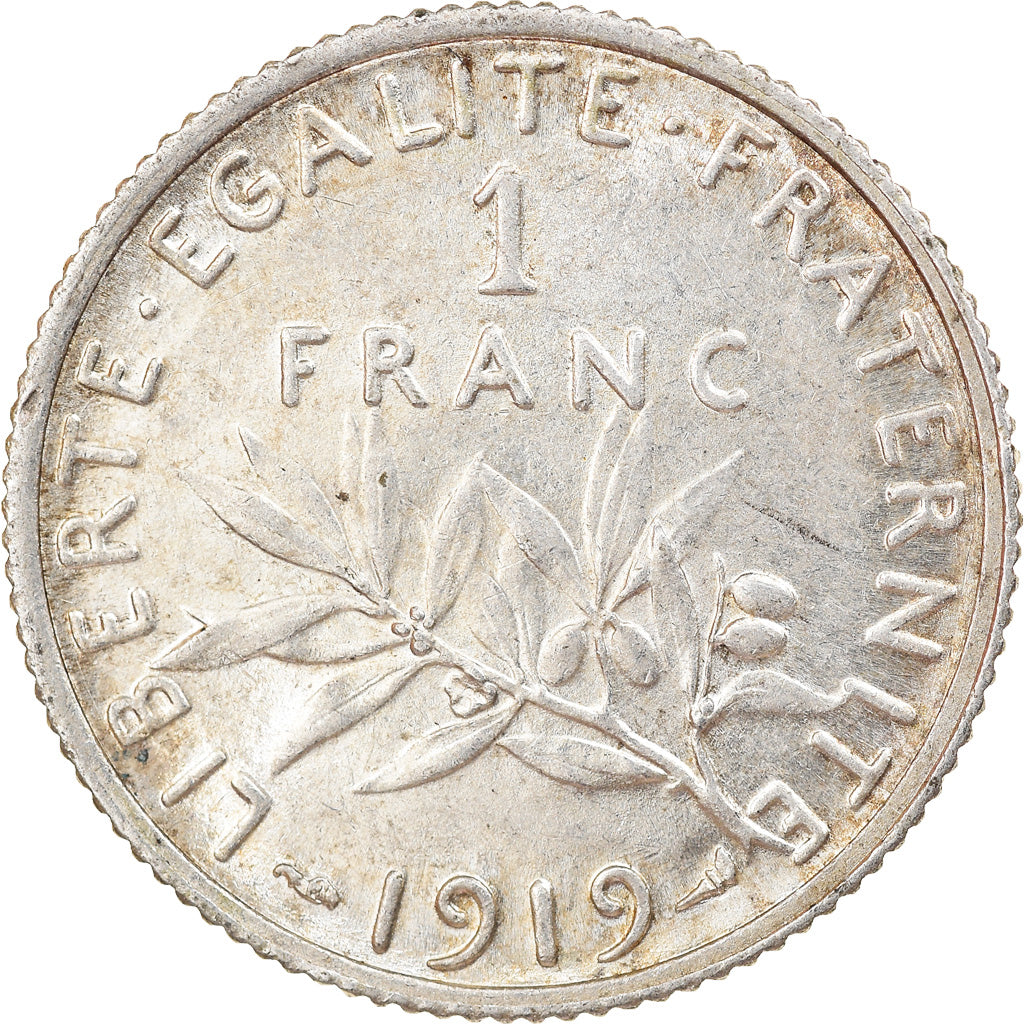 Moneta, Francia, Semeuse, Franc, 1919, Paris, SPL-, Argento, KM:844.1