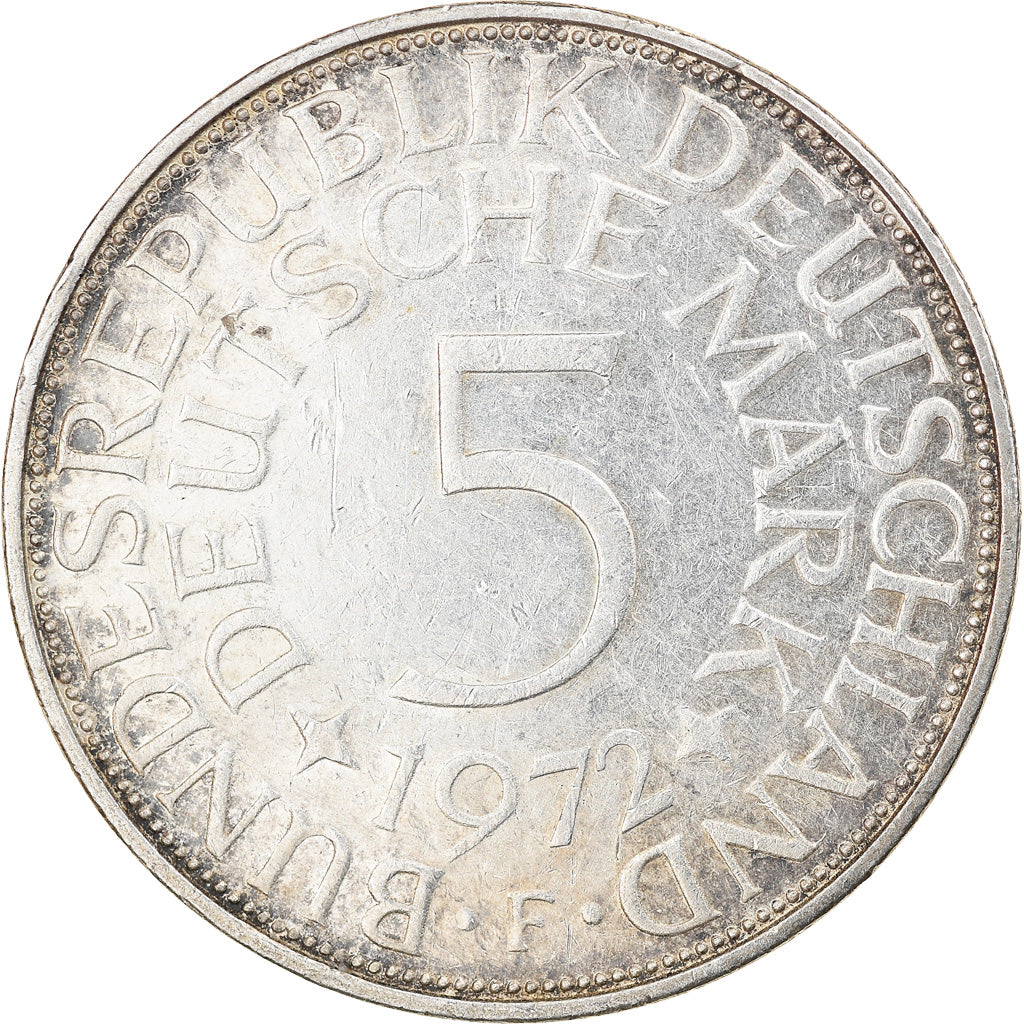 Münze, Bundesrepublik Deutschland, 5 Mark, 1972, Stuttgart, SS, Silber