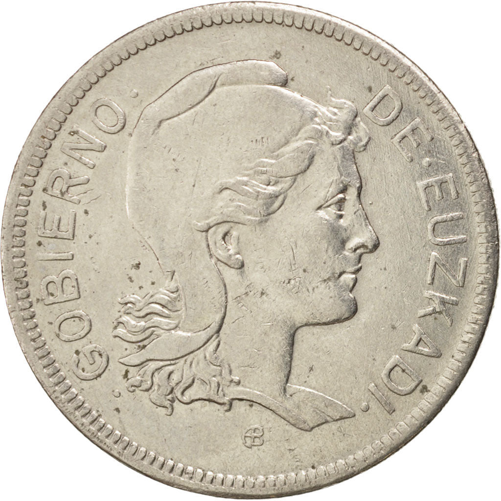 SPAIN CIVIL WAR, 2 Pesetas, 1937, Brussels, KM #2, EF(40-45), Nickel, 26, 8.04